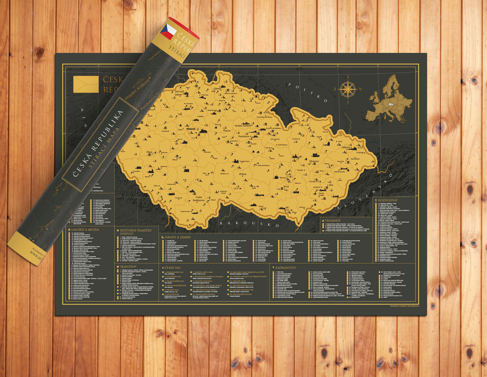 Czech Republic 17 x 11 Laminated Wall Map