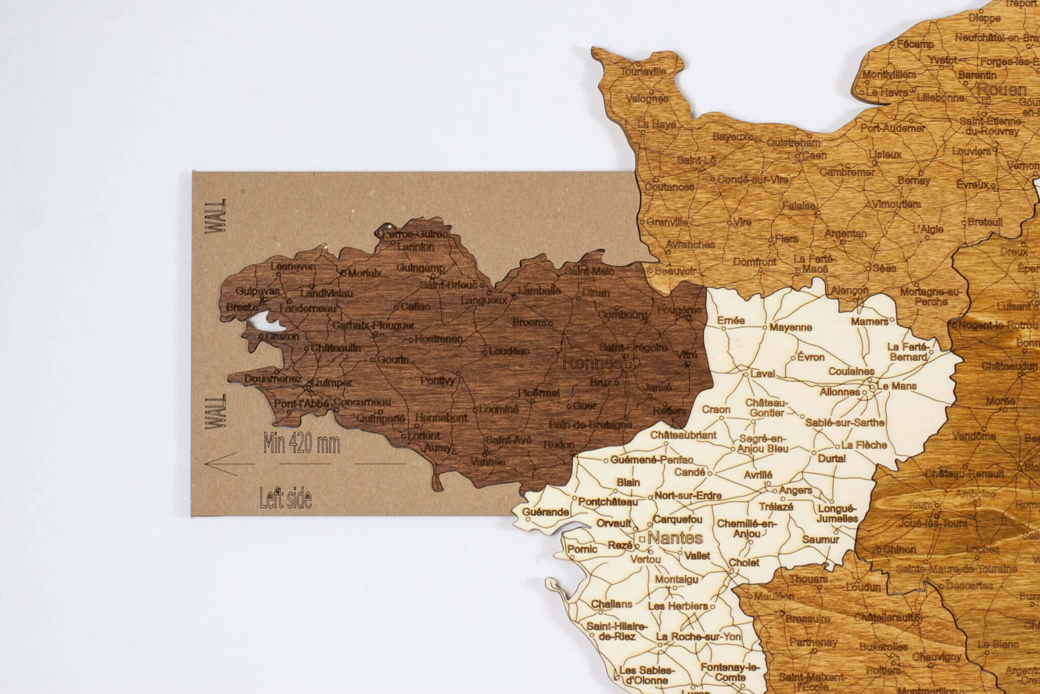 Wooden Map of France - 68travel