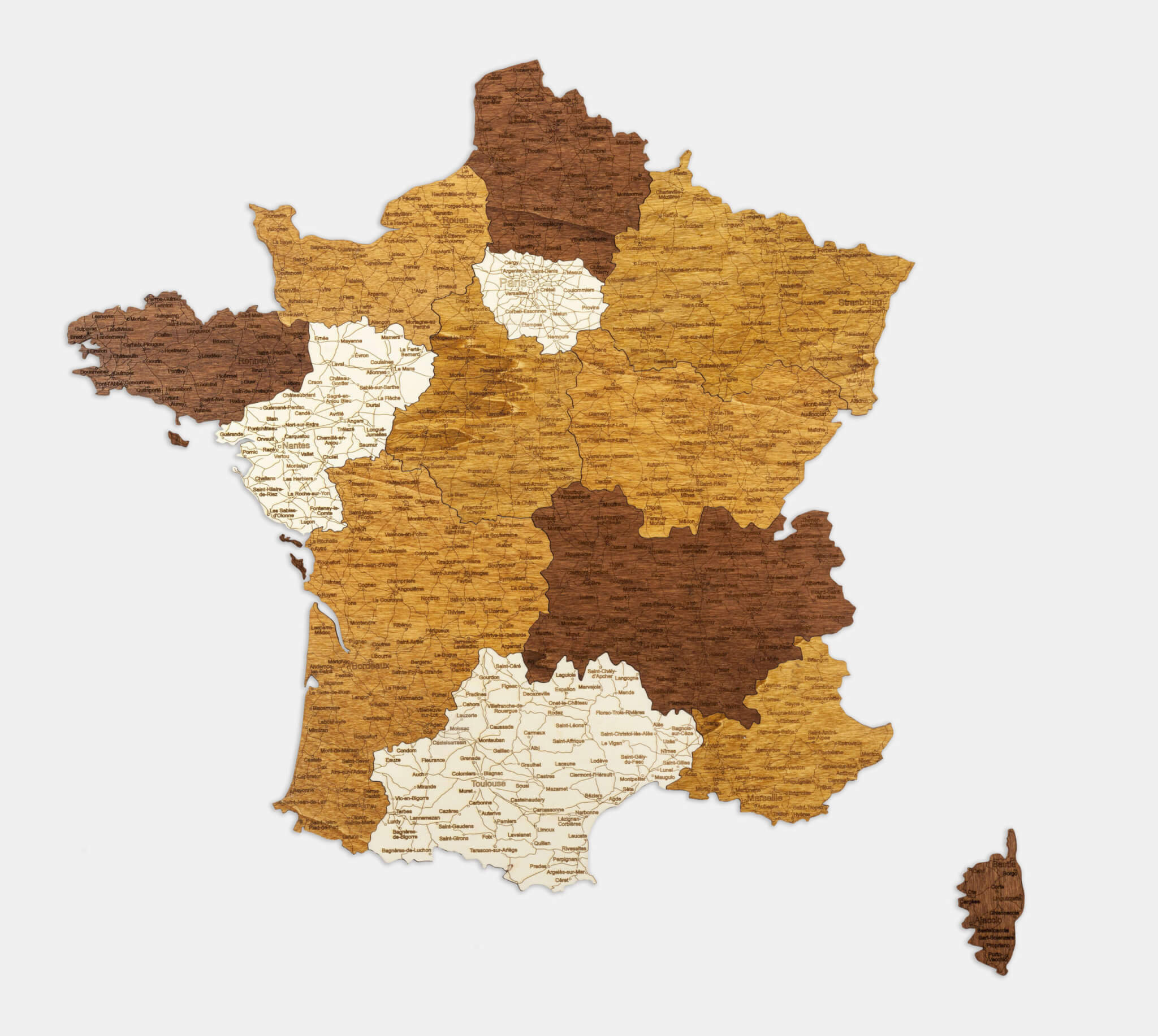 Wooden Map of France - 68travel
