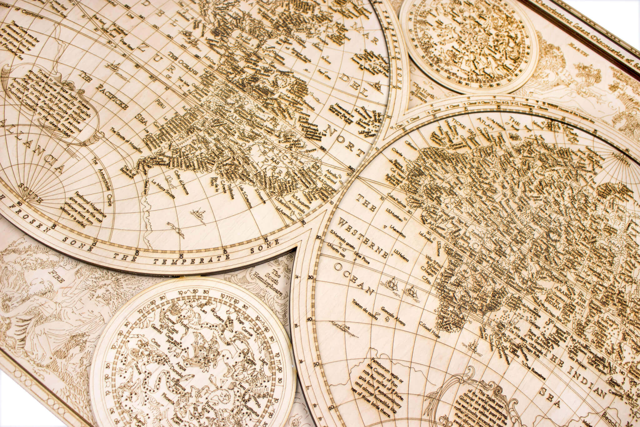wooden world map pattern