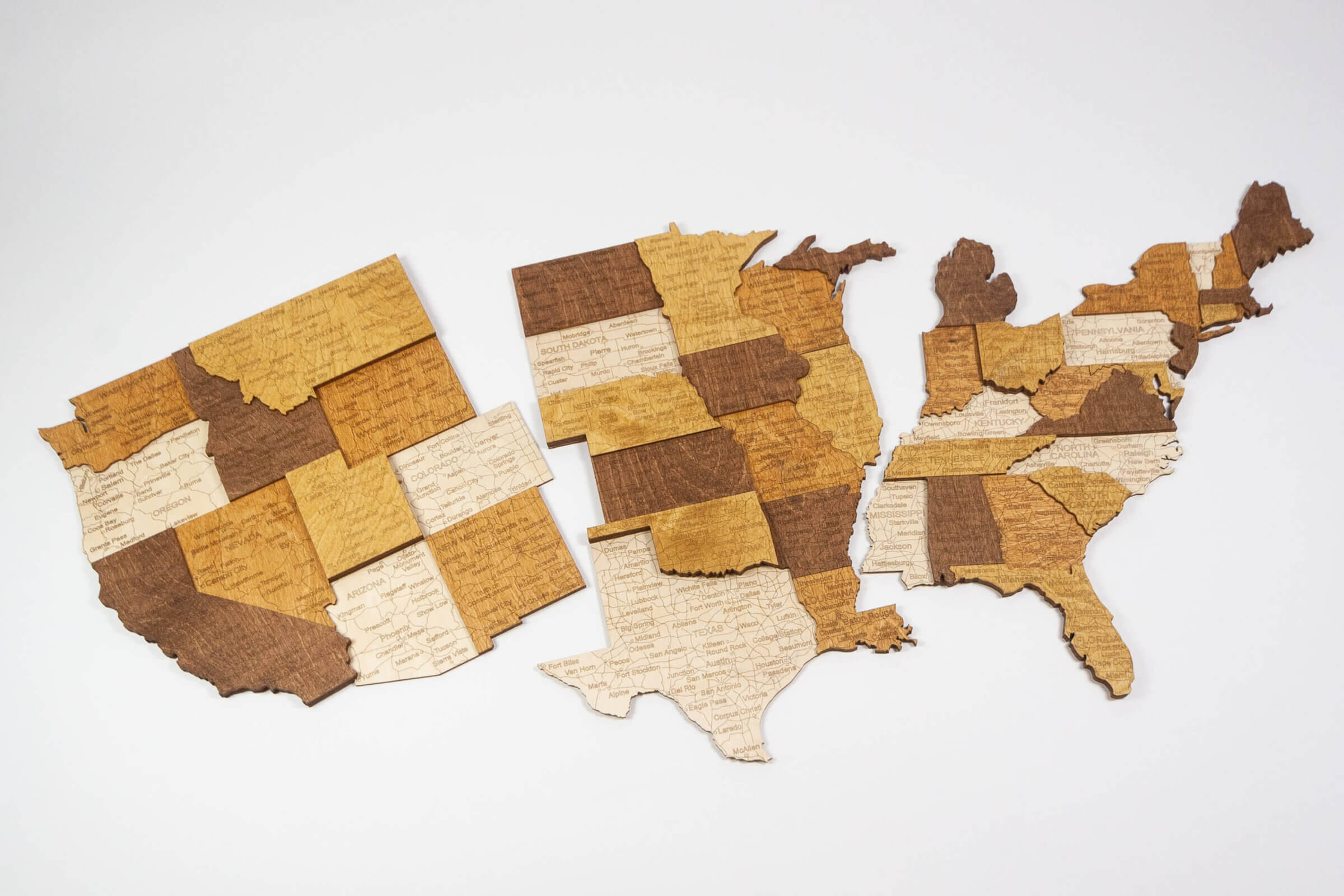 3D USA Wooden Map - 68travel