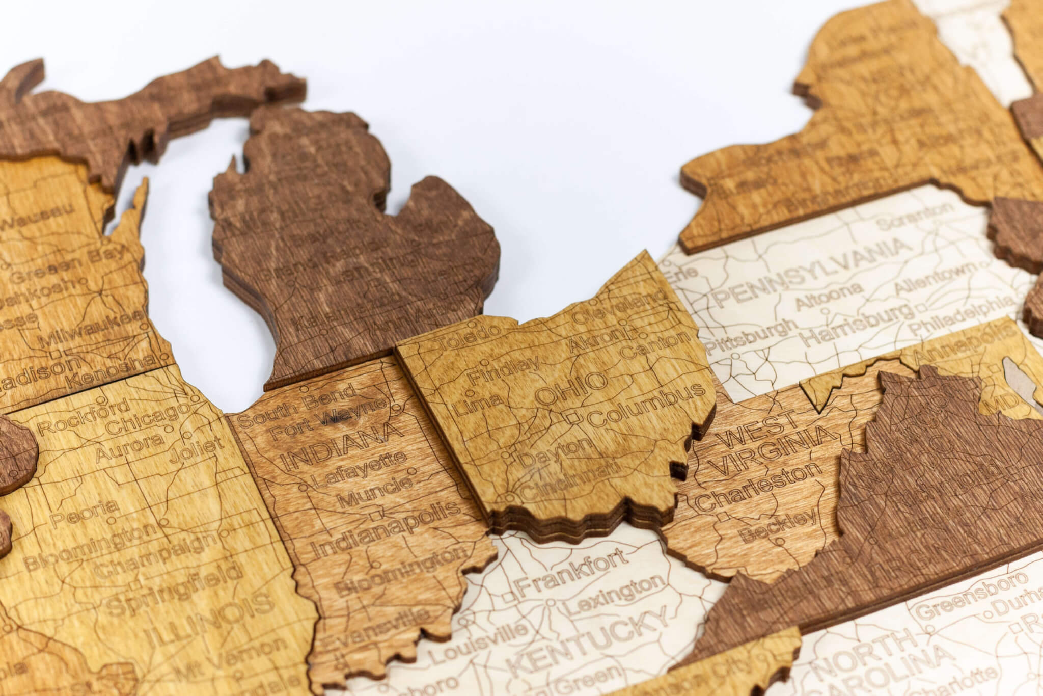 3D USA Wooden Map - 68travel