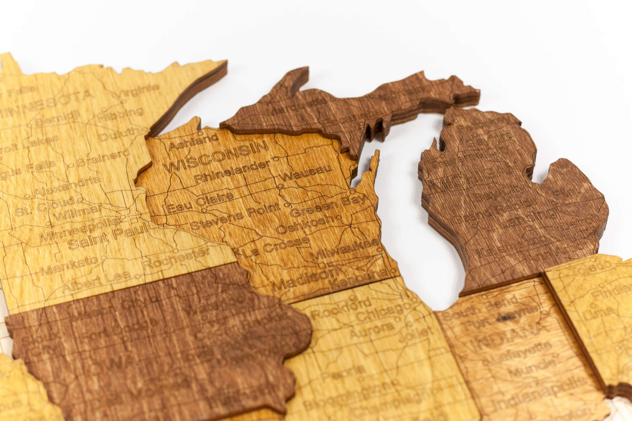 3D USA Wooden Map - 68travel