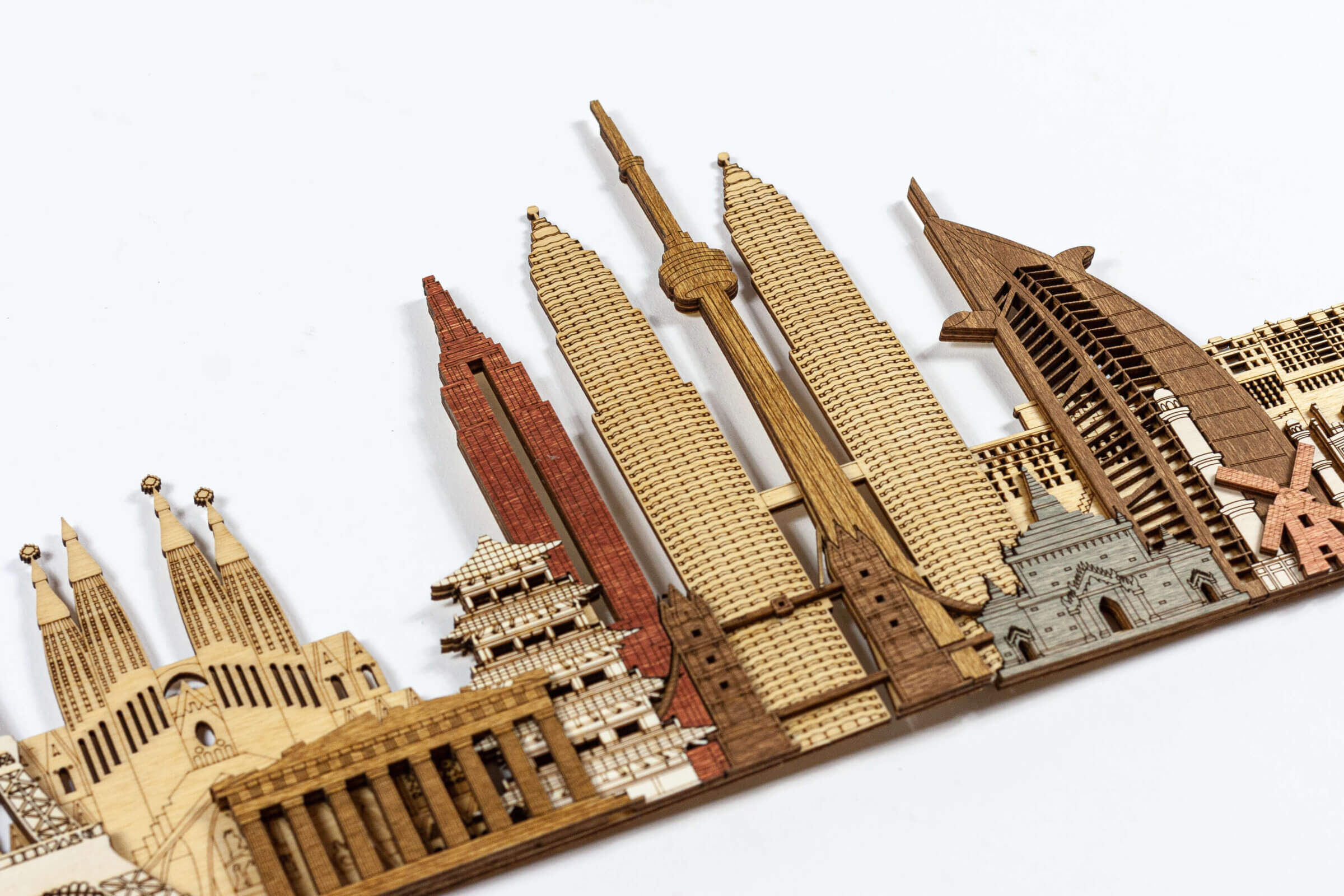 New York Skyline Big Colored 3d Wooden Cityscape Layered Laser 