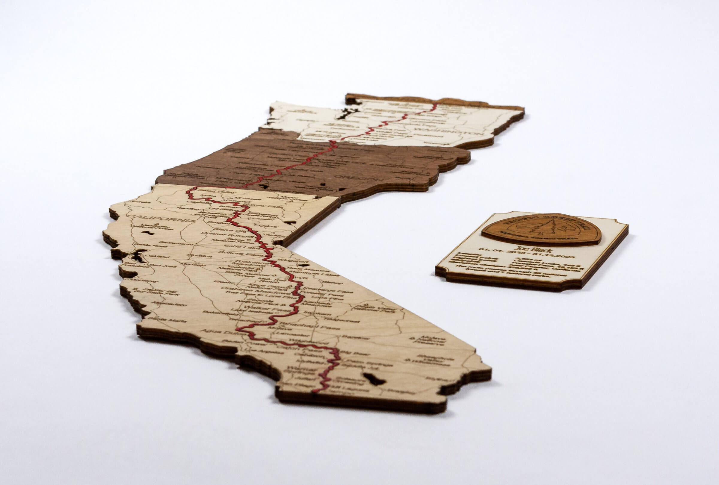 Pacific Crest Trail Wooden Map (PCT) - 68travel